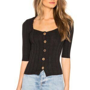 Free People Black Button-Up Cardigan